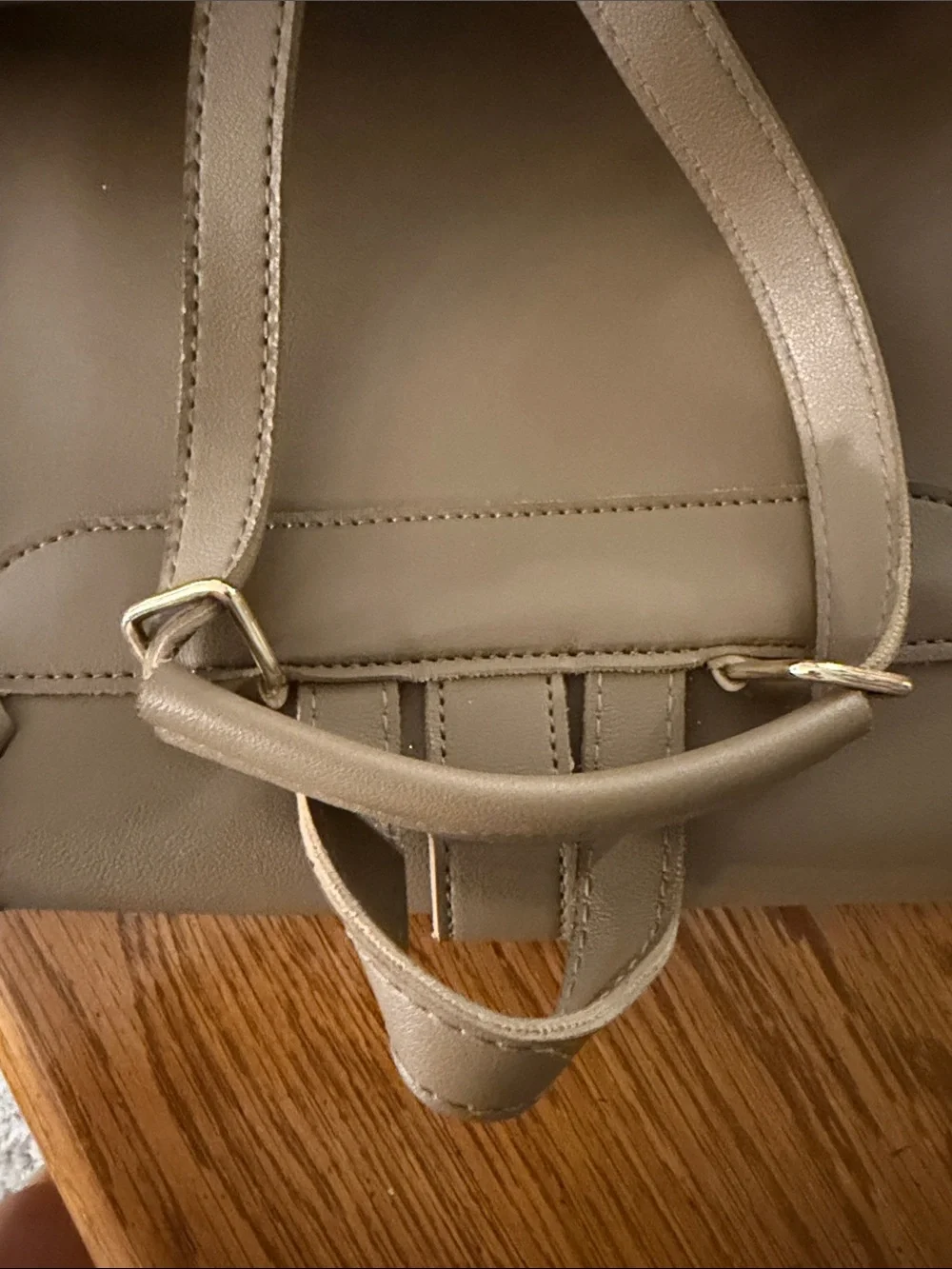 Taupe Women's Backpack with Gold Ring Accent by